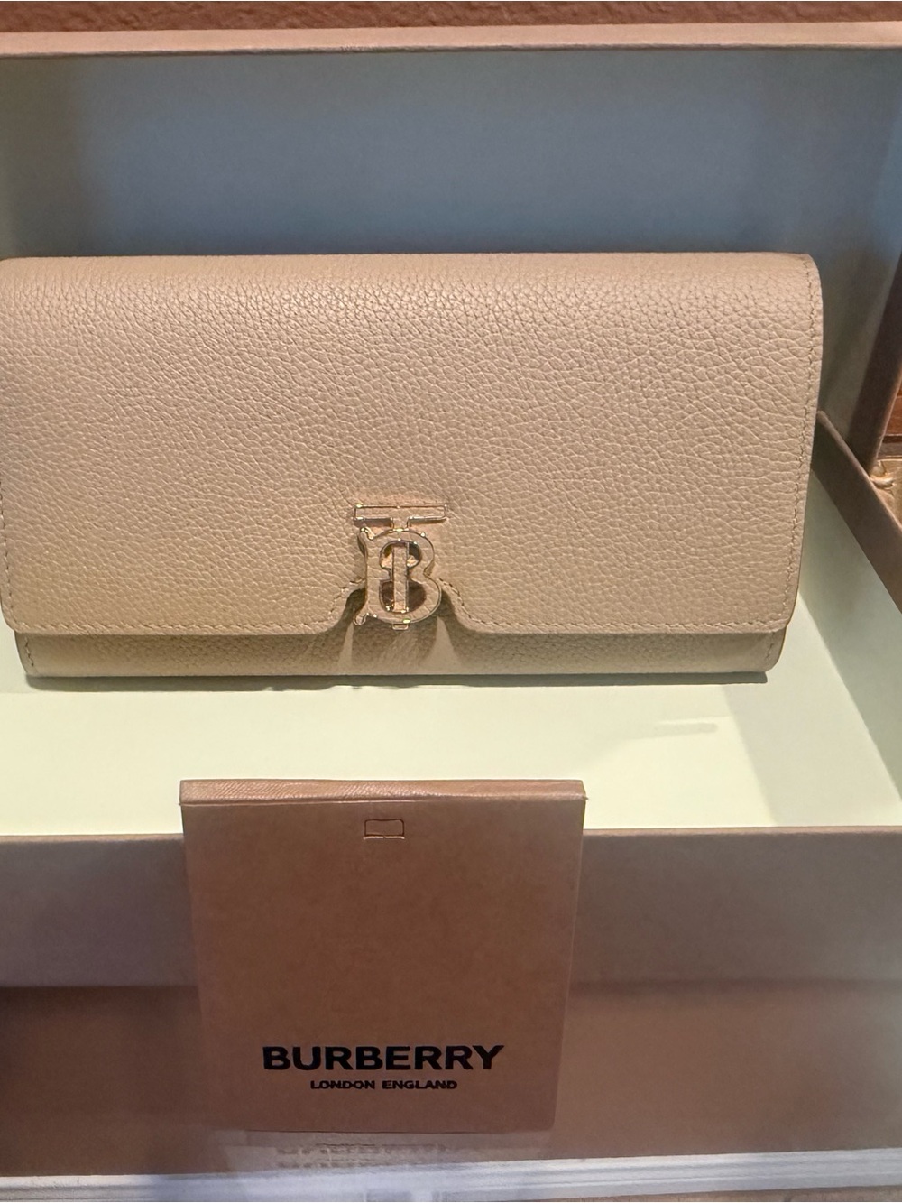 Burberry Pebble-Grain Leather Wallet in Taupe